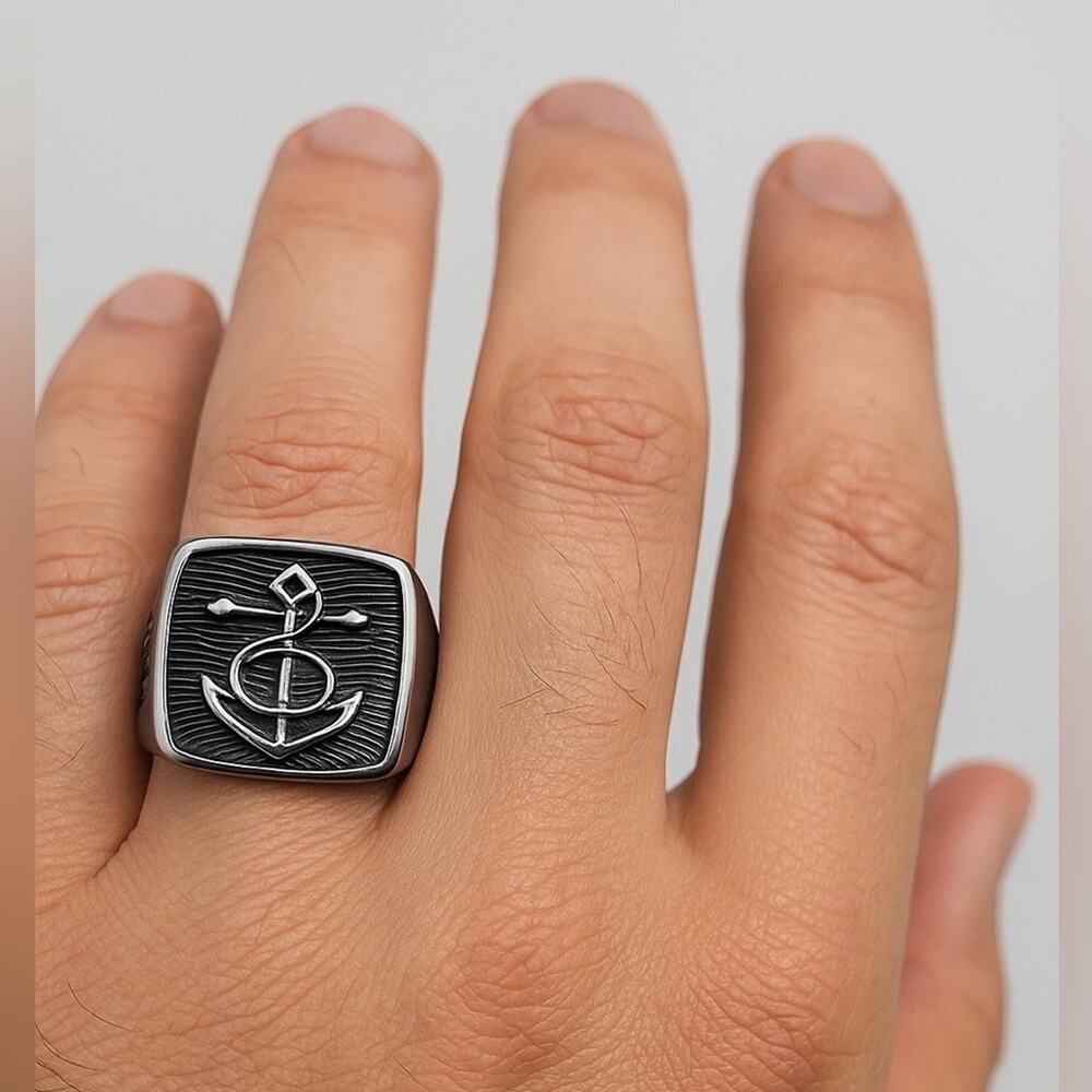 Nautical Anchor Handmade Men's Ring Size 11.5 NWT